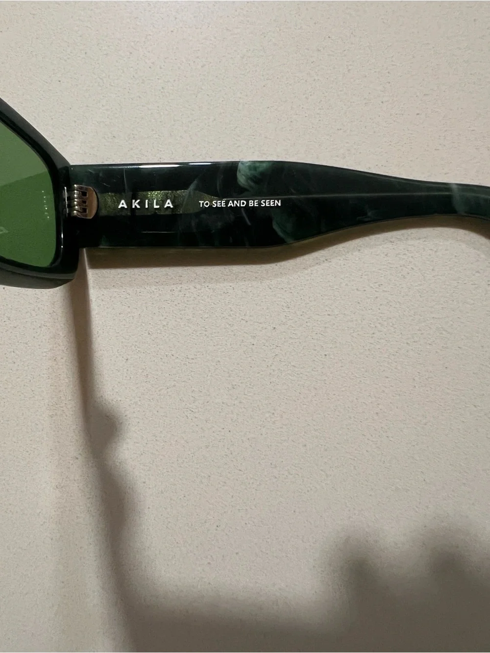 AKILA Green Rectangular Sunglasses with Olive Case